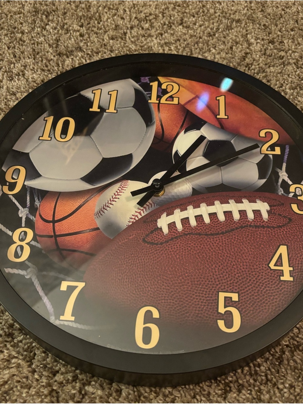 Hobby Lobby Sports Wall Clock in Black, Brown and Gold